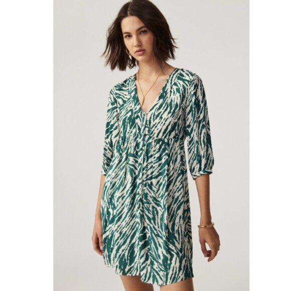 ba&sh Dresses & Skirts - New ba&sh Vuzy Green Abstract Print Mini Dress Large Relaxed Feminine